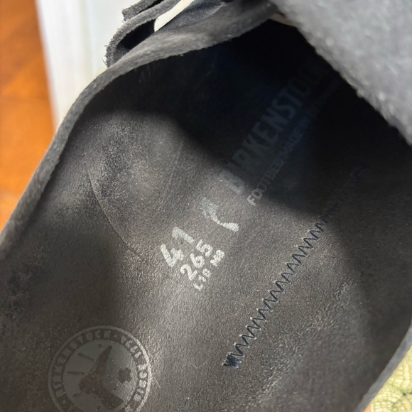 Birkenstock Buckley Navy Suede Leather Slip On Mule Loafers Size 10 - Picture 11 of 12